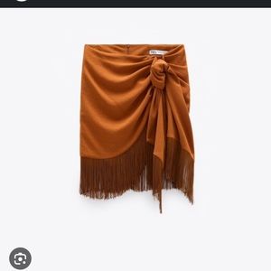 Zara High Waisted Fringe Skirt